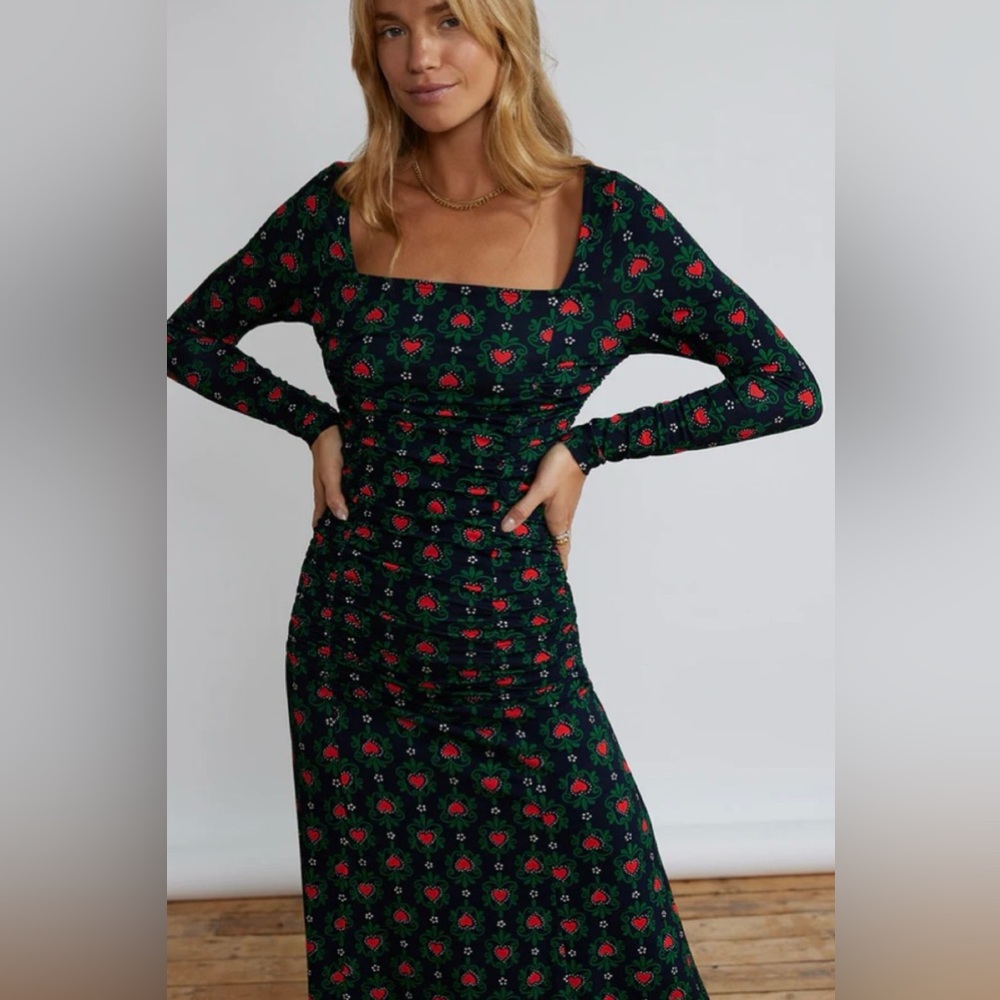 NWT KITRI DEIRDRE NAVY HEART PRINT DRESS